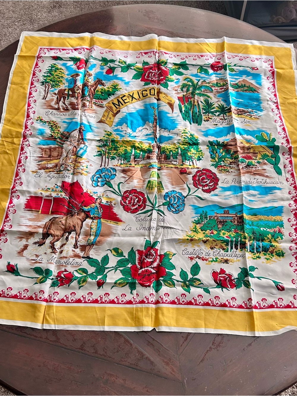 Vintage Mexico City Souvenir Scarf